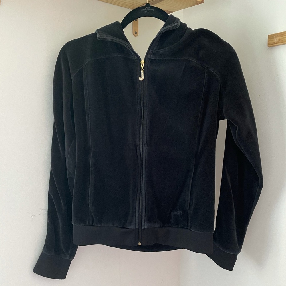 juicy couture black velour zip up hoodie